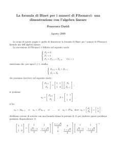 La formula di Binet per i numeri di Fibonacci: una dimostrazione con