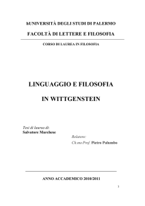 Linguaggio e Filosofia in Wittgenstein