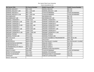 XU Course Title XU Course Number OLHCC Course Title OLHCC