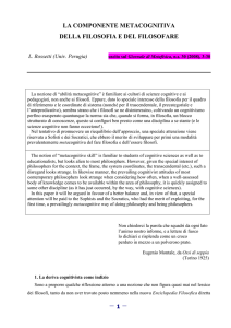 LA COMPONENTE METACOGNITIVA DELLA FILOSOFIA E DEL