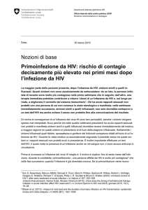 Nozioni di base Primoinfezione da HIV: rischio di