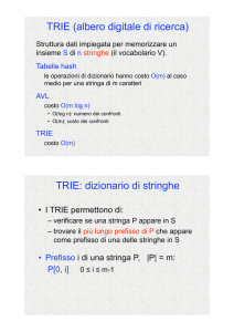 TRIE (albero digitale di ricerca) TRIE: dizionario di stringhe