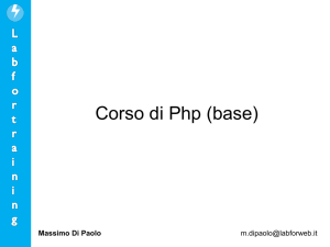 Corso di Php (base) - Home Page del Laboratorio di Informatica dell