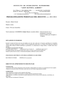 PROGRAMMAZIONE PERSONALE DEL DOCENTE a. s. 2011/2012