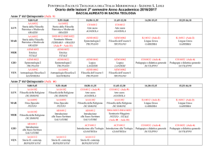 Orario Lezioni 2° Semestre 2016-2017