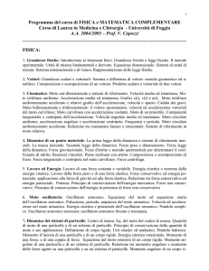 Programma del corso di FISICA e MATEMATICA