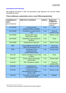 Prima settimana: panoramica Java e cenni Web programming