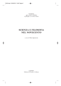 SCIENZA E FILOSOFIA NEL NOVECENTO