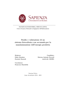 Studio e valutazione di un sistema fotovoltaico con accumulo per la