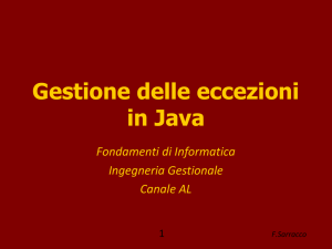 Eccezioni in Java - Dipartimento di Informatica e Sistemistica
