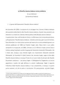 La filosofia classica tedesca come problema