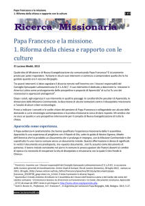 Papa Francesco e la missione. 1. Riforma della
