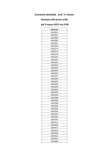Economia Aziendale prof. V. Fasone Ammessi alla prova orale del 3