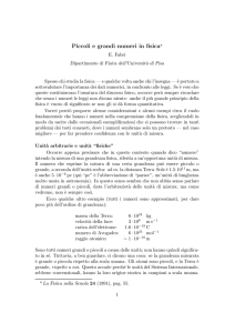 Piccoli e grandi numeri in fisica