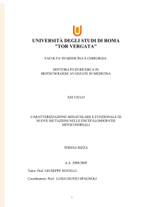 CARATTERIZZAZIONE MOLECOLARE E FUNZIONALE DI NUOVE