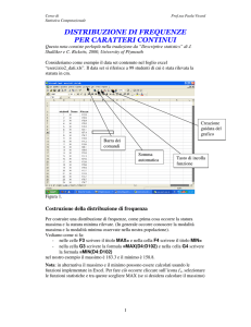 DISTRIBUZIONE DI FREQUENZE PER CARATTERI CONTINUI