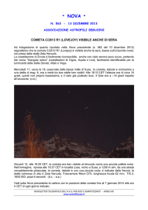La cometa C/2013 R1 (Lovejoy) visibile anche di sera