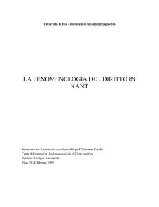 La fenomenologia del diritto in Kant