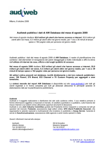 Audiweb pubblica i dati di AW Database del mese di agosto 2009