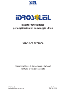 Inverter fotovoltaico per applicazioni di pompaggio idrico