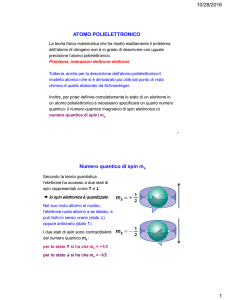 10/28/2016 1 ATOMO POLIELETTRONICO Numero quantico di spin