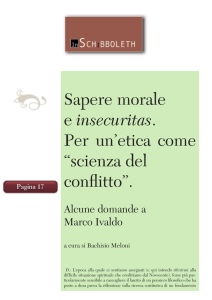 Sapere morale e insecuritas. Per un`etica come