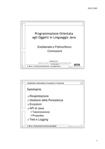 Programmazione Orientata agli Oggetti in Linguaggio Java Sommario