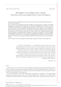 Sul rapporto tra sociologia, teatro e società