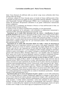 Curriculum scientifico prof . Maria Teresa Muciaccia