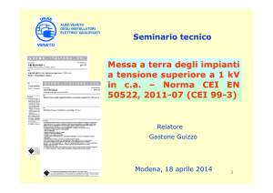 Messa a terra degli impianti a tensione superiore a 1 kV Messa a