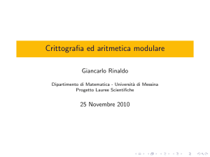 Crittografia ed aritmetica modulare - Cineca