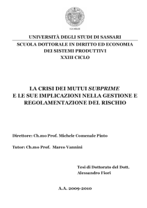 Alessandro Fiori, La crisi dei mutui subprime e le sue implicazioni