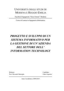 progetto e sviluppo di un sistema informativo per la