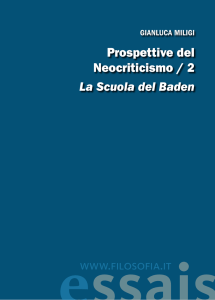 Prospettive del Neocriticismo / 2 La Scuola del Baden www.filosofia.it