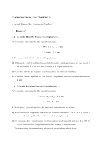 Macroeconomia, Esercitazione 4. 1 Esercizi1