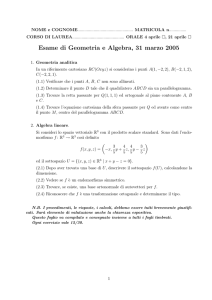 Esame di Geometria e Algebra, 31 marzo 2005