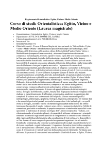 Corso di studi: Orientalistica: Egitto, Vicino e Medio Oriente (Laurea