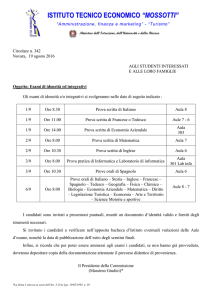 Calendario delle prove e delle convocazioni.