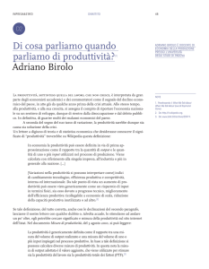 Di cosa parliamo quando parliamo di produttività?[1] Adriano Birolo