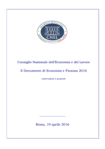 Roma, 19 aprile 2016 Consiglio Nazionale dell`Economia e del