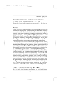 Musiche in contatto. Le tradizioni ebraiche in Italia nelle registrazioni