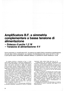 Amplificatore B.F. a simmetria complementare a bassa tensione di