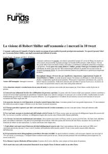 La visione di Robert Shiller sull`economia e i mercati in 10
