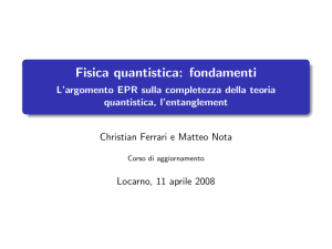 Fisica quantistica: fondamenti - L`argomento EPR