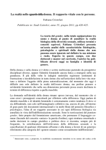 La realtà nello sguardo della donna. Il rapporto vitale con le persone.