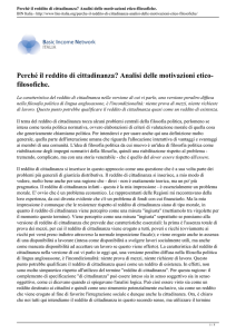 Perché il reddito di cittadinanza? Analisi delle