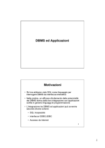 DBMS ed Applicazioni Motivazioni
