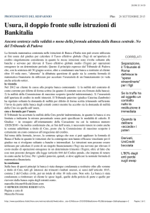Usura, il doppio fronte sulle istituzioni di Bankitalia