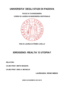 UNIVERSITA` DEGLI STUDI DI PADOVA IDROGENO: REALTA` O