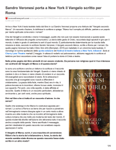 Sandro Veronesi porta a New York il Vangelo scritto per Roma
